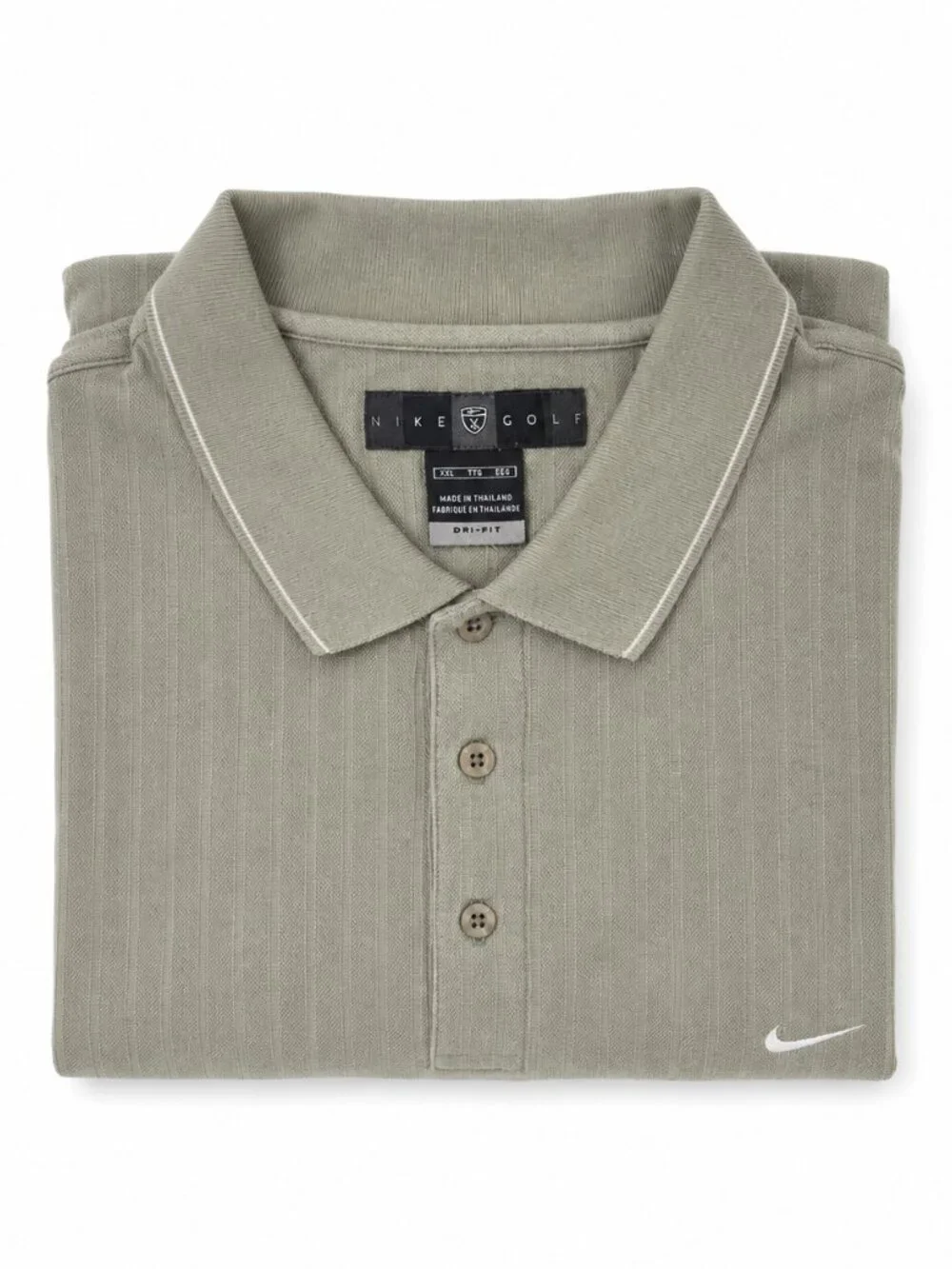 Nike Golf Dri-FIT Men XXL Polo Shirt Sage Green Striped Short Sleeve